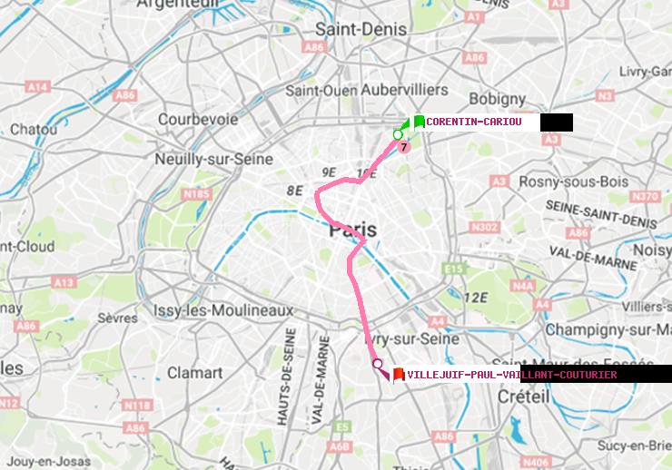plan itinéraire ratp de Corentin-Cariou à Villejuif-Paul Vaillant Couturier (Hôpital Paul Brousse)