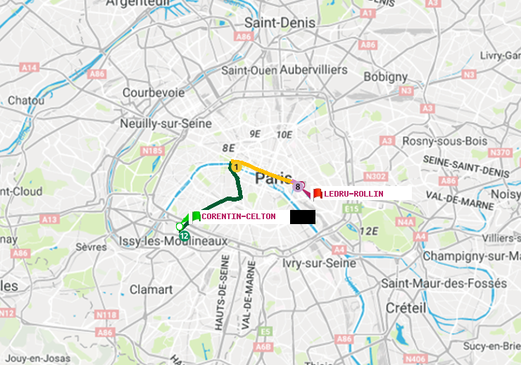 plan itinéraire ratp de Corentin-Celton à Ledru-Rollin