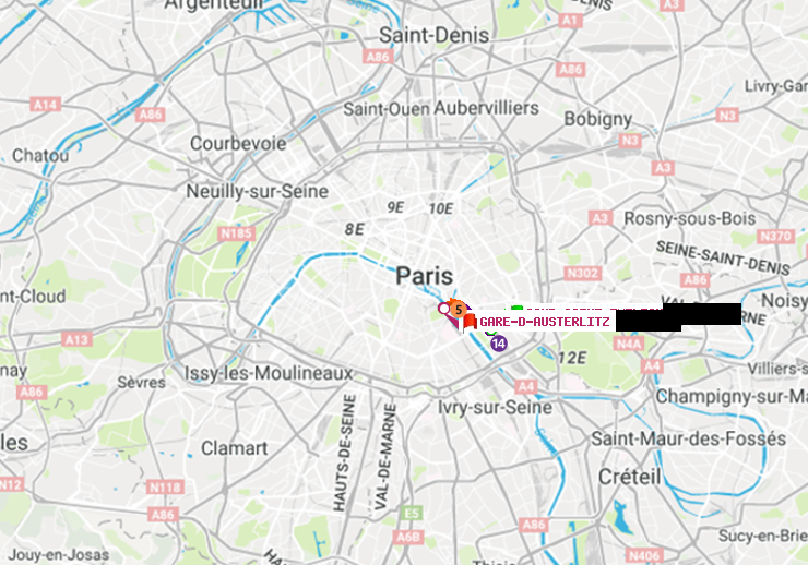plan itinéraire ratp de Cour Saint-Emilion à Gare d