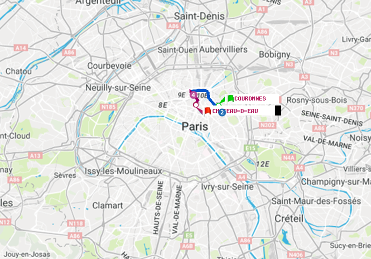 plan itinéraire ratp de Couronnes à Château d