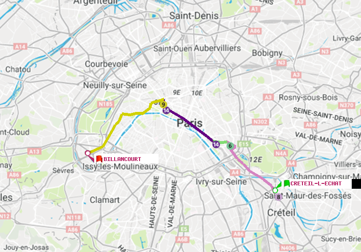 plan itinéraire ratp de Créteil-L