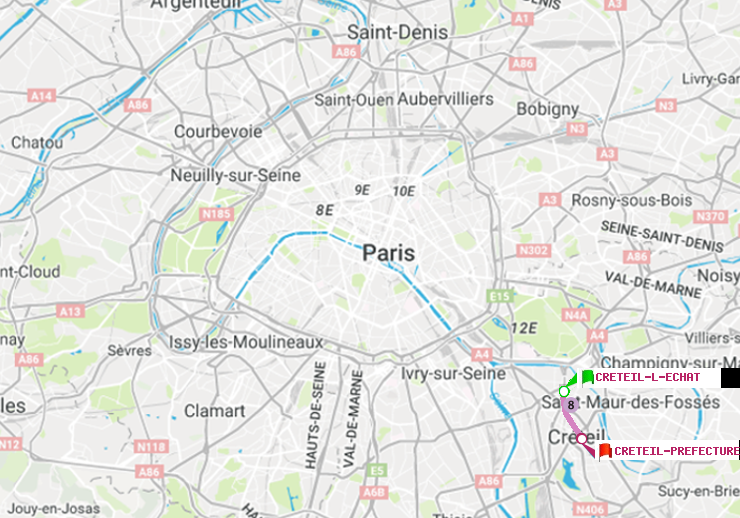 plan itinéraire ratp de Créteil-L
