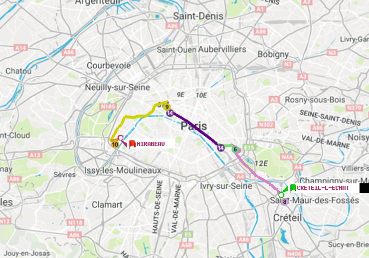 plan itinéraire ratp de Créteil-L