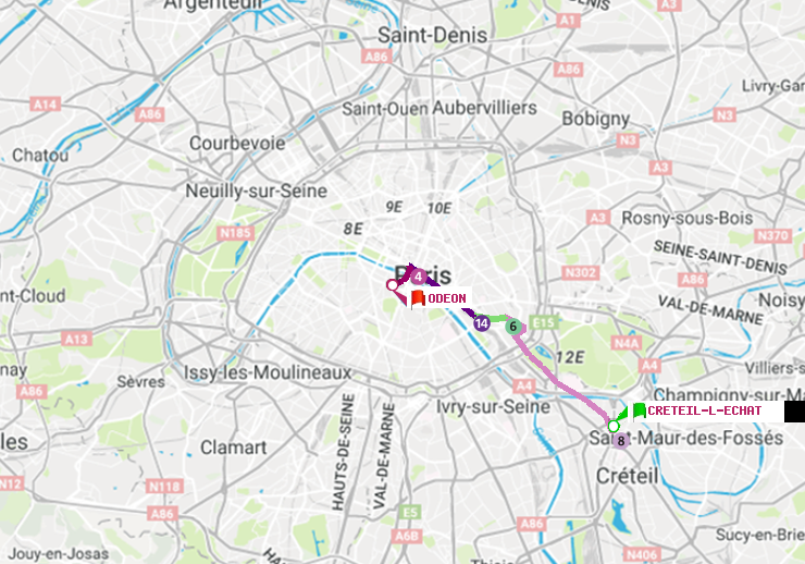 plan itinéraire ratp de Créteil-L