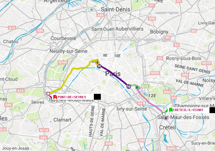 plan itinéraire ratp de Créteil-L