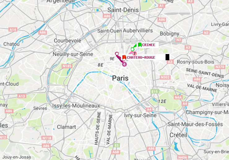 plan itinéraire ratp de Crimée à Château Rouge