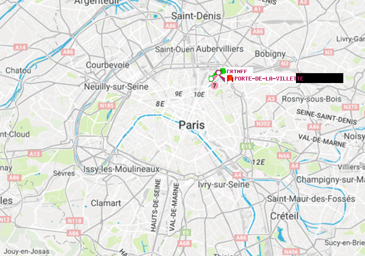 plan itinéraire ratp de Crimée à Porte de la Villette