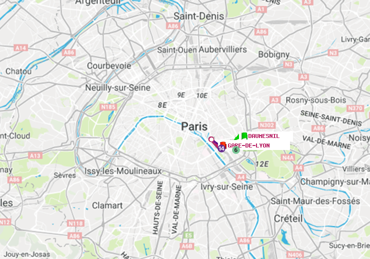 plan itinéraire ratp de Daumesnil (Félix Eboué) à Gare de Lyon