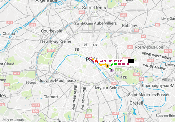 plan itinéraire ratp de Daumesnil (Félix Eboué) à Hôtel de Ville