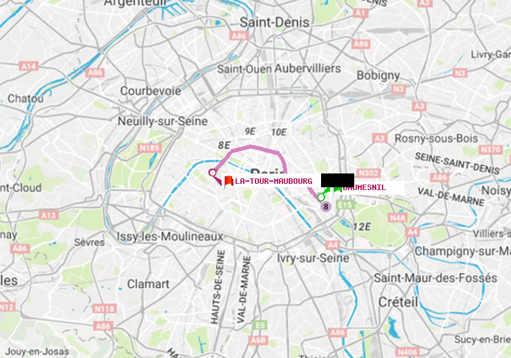 plan itinéraire ratp de Daumesnil (Félix Eboué) à La Tour-Maubourg