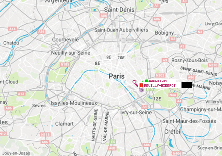 plan itinéraire ratp de Daumesnil (Félix Eboué) à Reuilly-Diderot