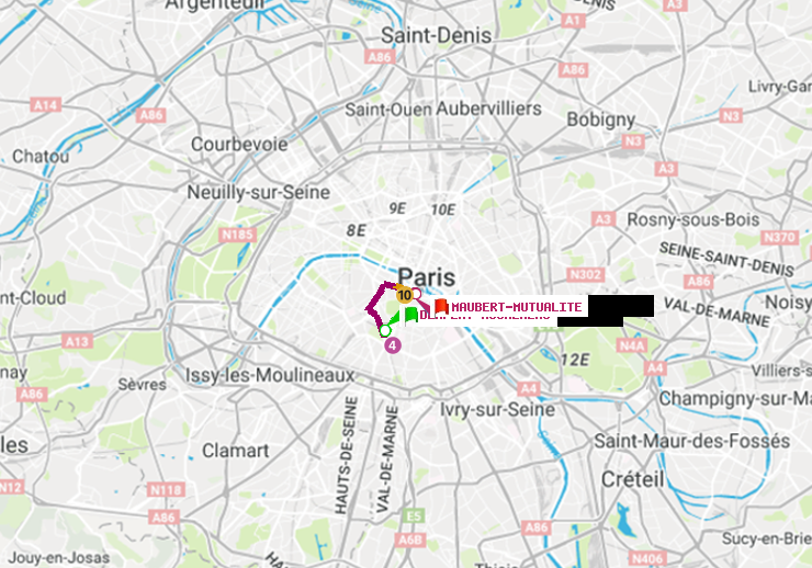 plan itinéraire ratp de Denfert-Rochereau à Maubert-Mutualité