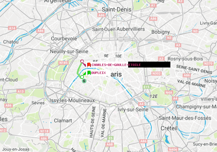 plan itinéraire ratp de Dupleix à Charles de Gaulle-Etoile