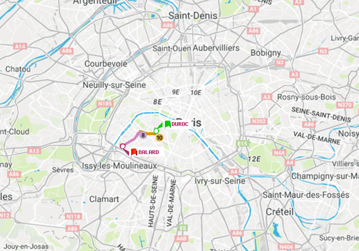 plan itinéraire ratp de Duroc à Balard