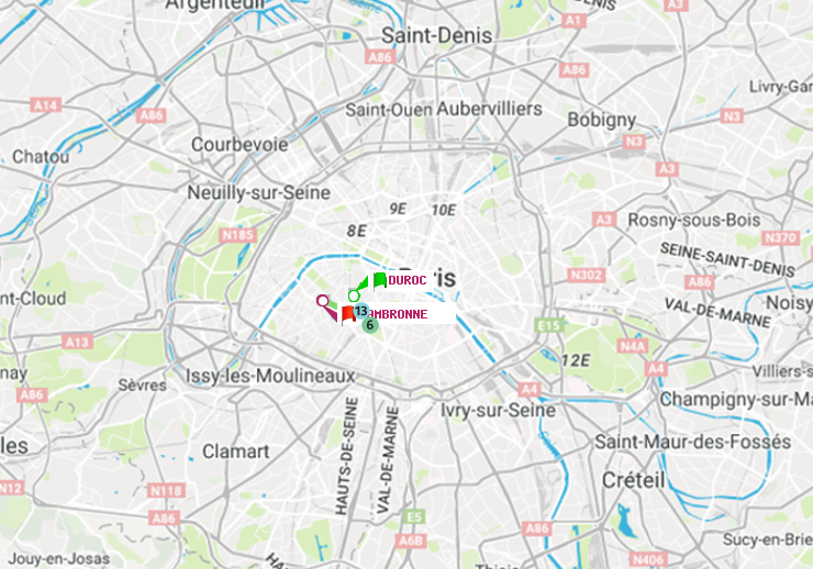 plan itinéraire ratp de Duroc à Cambronne