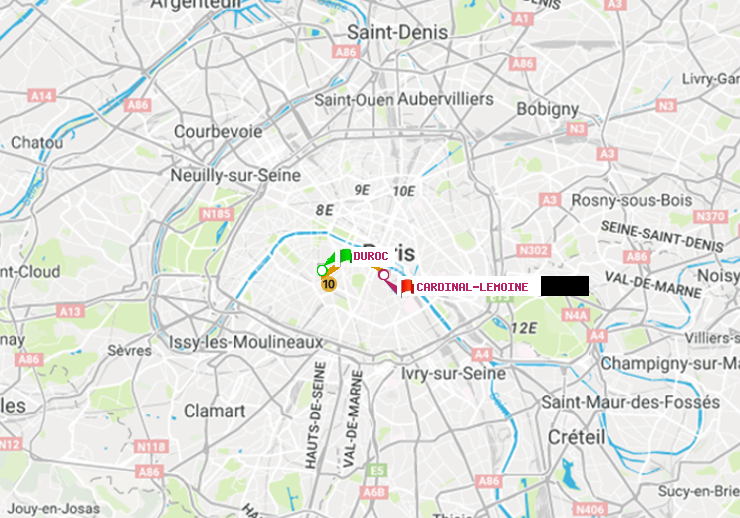plan itinéraire ratp de Duroc à Cardinal-Lemoine