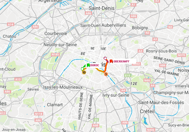plan itinéraire ratp de Duroc à Oberkampf