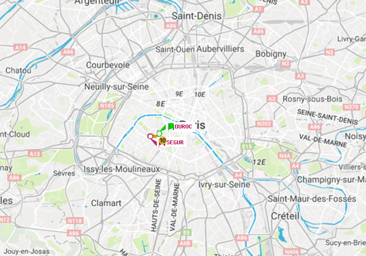plan itinéraire ratp de Duroc à Ségur