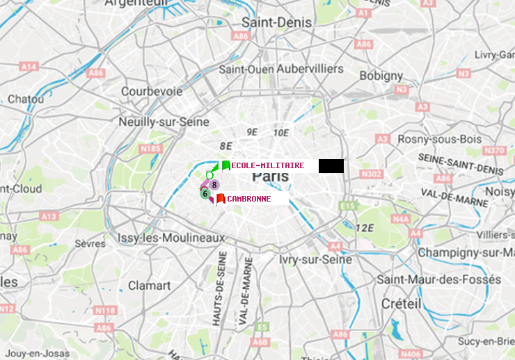 plan itinéraire ratp de Ecole Militaire à Cambronne