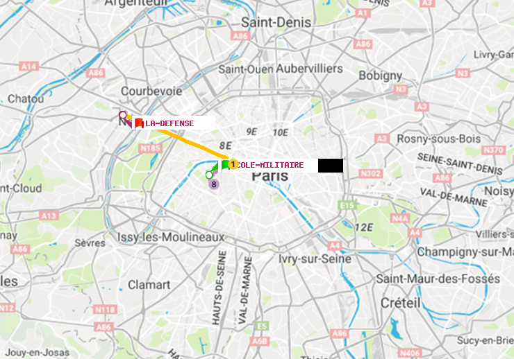 plan itinéraire ratp de Ecole Militaire à La Défense (Grande Arche)