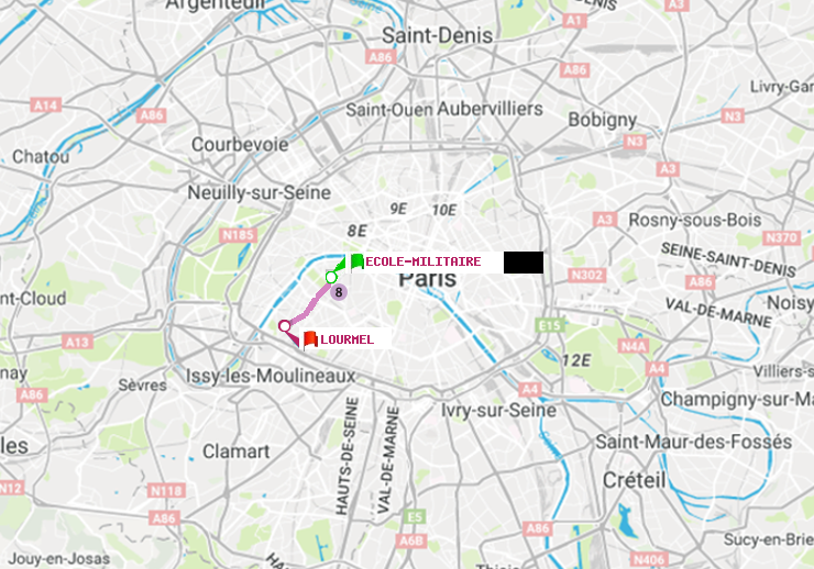 plan itinéraire ratp de Ecole Militaire à Lourmel