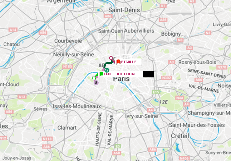 plan itinéraire ratp de Ecole Militaire à Pigalle