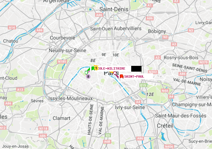 plan itinéraire ratp de Ecole Militaire à Saint-Paul (Le Marais)
