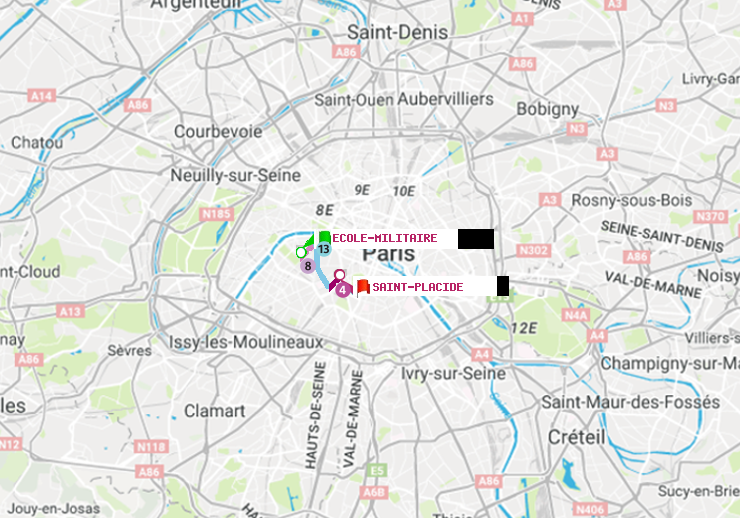 plan itinéraire ratp de Ecole Militaire à Saint-Placide