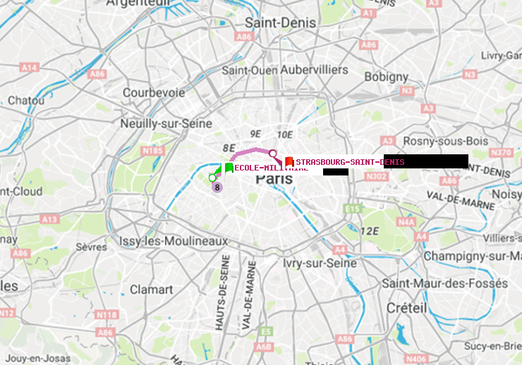plan itinéraire ratp de Ecole Militaire à Strasbourg-Saint-Denis