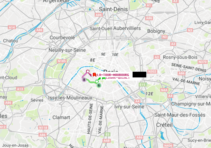 plan itinéraire ratp de Edgar-Quinet à La Tour-Maubourg