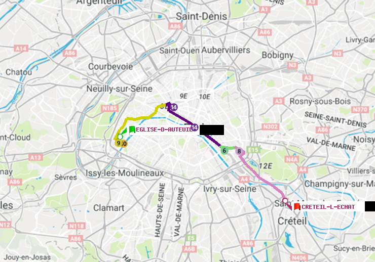plan itinéraire ratp de Eglise d