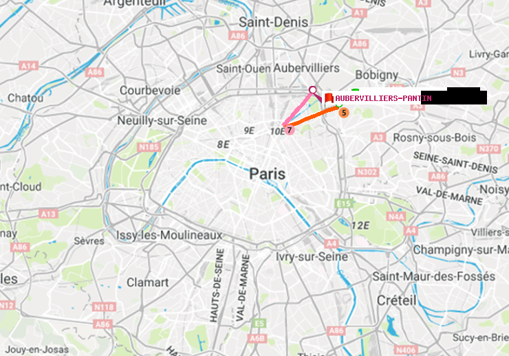 plan itinéraire ratp de Eglise de Pantin à Aubervilliers Pantin (4 Chemins)