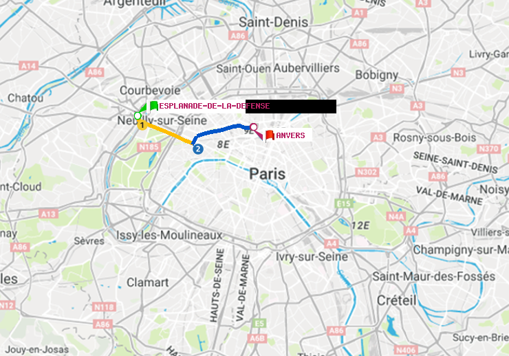 plan itinéraire ratp de Esplanade de la Défense à Anvers