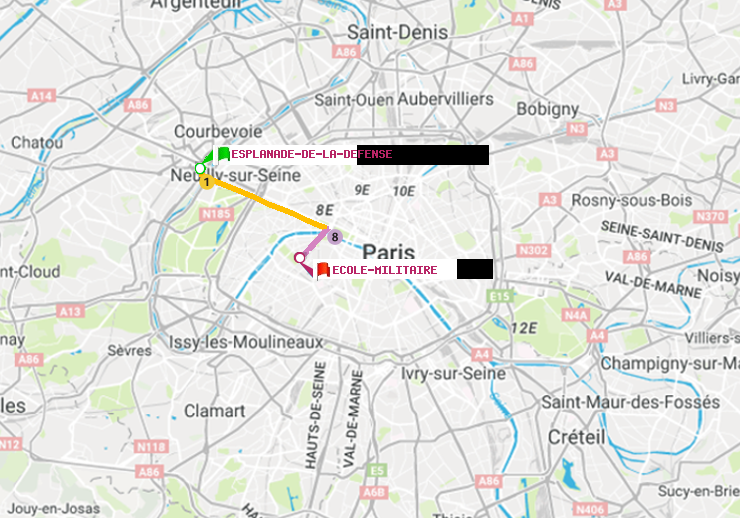 plan itinéraire ratp de Esplanade de la Défense à Ecole Militaire