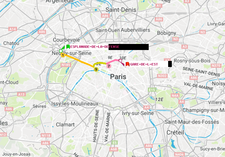 plan itinéraire ratp de Esplanade de la Défense à Gare de l
