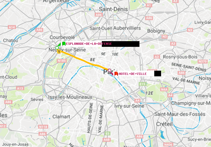 plan itinéraire ratp de Esplanade de la Défense à Hôtel de Ville