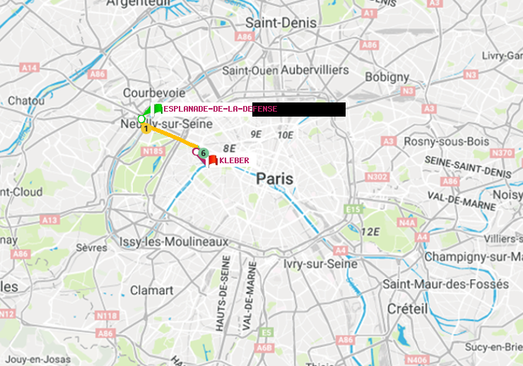 plan itinéraire ratp de Esplanade de la Défense à Kléber