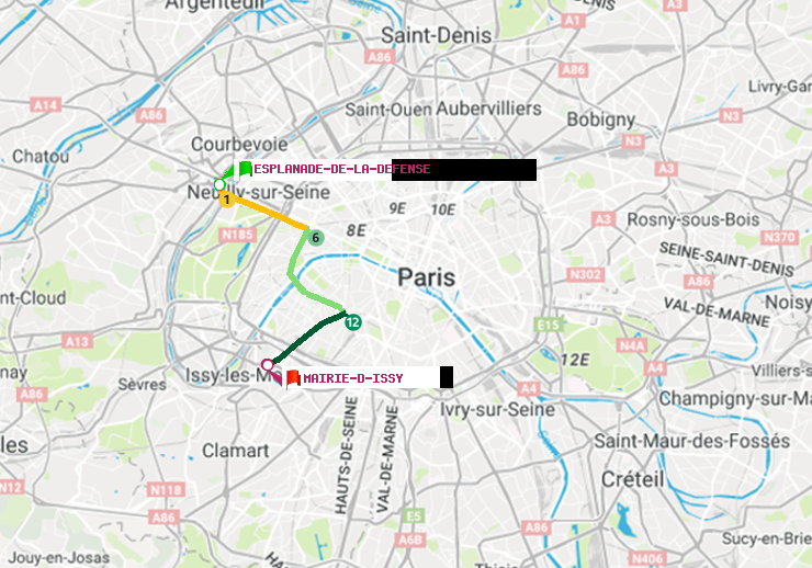 plan itinéraire ratp de Esplanade de la Défense à Mairie d