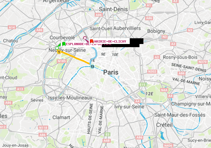 plan itinéraire ratp de Esplanade de la Défense à Mairie de Clichy