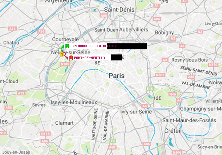 plan itinéraire ratp de Esplanade de la Défense à Pont de Neuilly