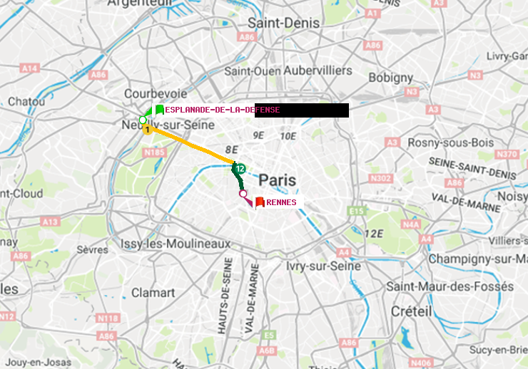 plan itinéraire ratp de Esplanade de la Défense à Rennes