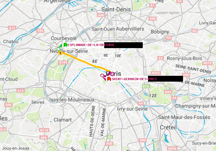 plan itinéraire ratp de Esplanade de la Défense à Saint-Germain des Prés
