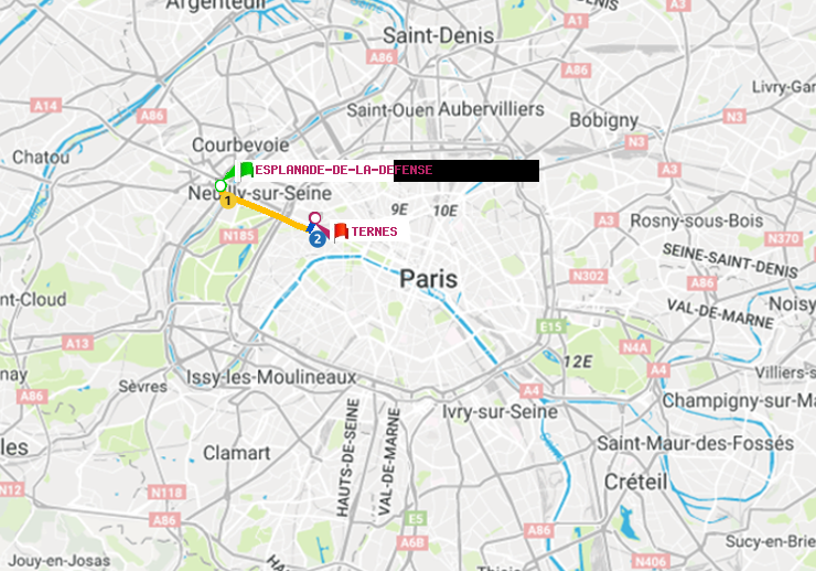 plan itinéraire ratp de Esplanade de la Défense à Ternes