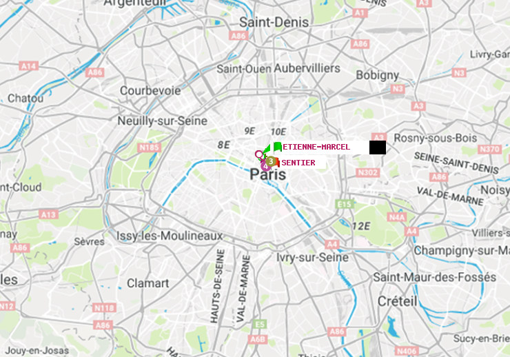 plan itinéraire ratp de Etienne Marcel à Sentier