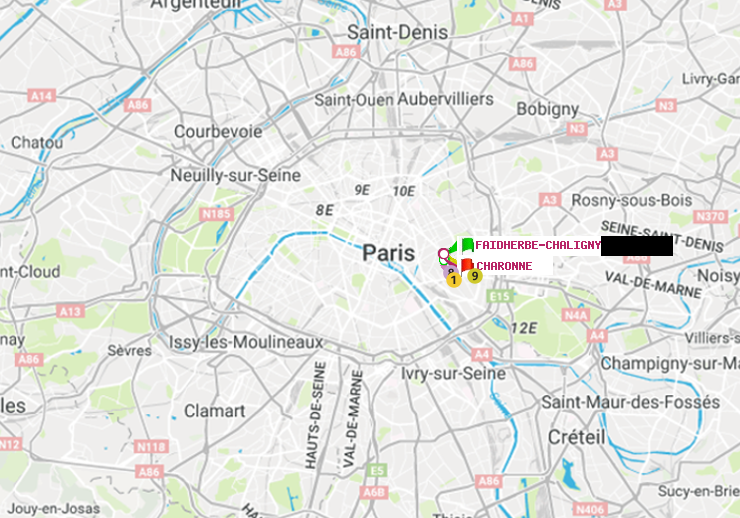 plan itinéraire ratp de Faidherbe-Chaligny à Charonne