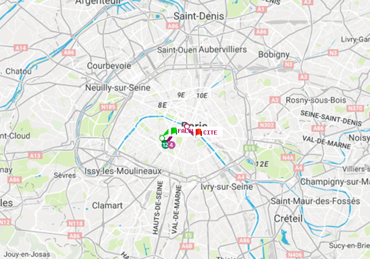 plan itinéraire ratp de Falguière à Cité