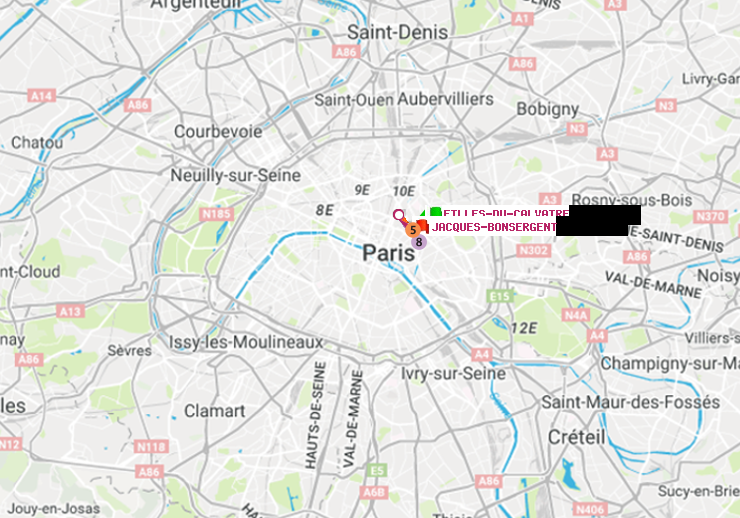 plan itinéraire ratp de Filles du Calvaire à Jacques-Bonsergent
