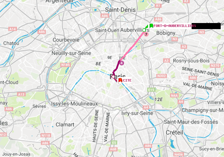 plan itinéraire ratp de Fort d
