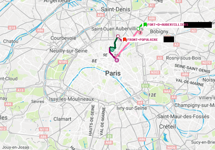 plan itinéraire ratp de Fort d