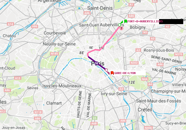 plan itinéraire ratp de Fort d